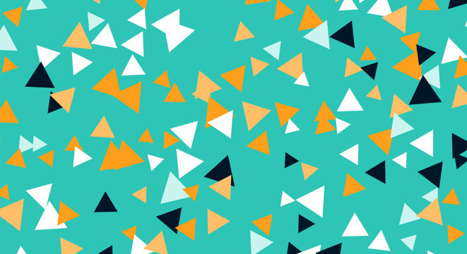 Playful geometric triangle pattern on teal background.