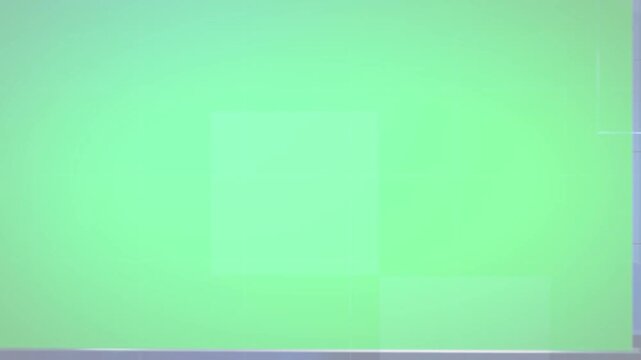 Broadcast News Studio Background with Chroma Key Green Screen Monitor and Digital World Map