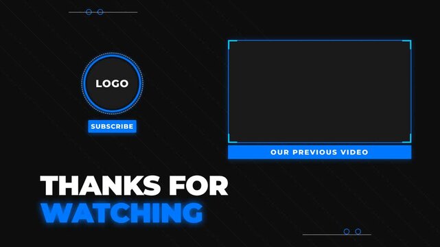 End Screen Template with Logo Placeholder and Video Suggestions for YouTube Outro