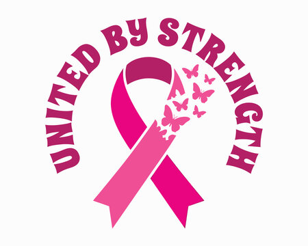 Breast cancer awareness halloween pink ribbon with butterflies october support strength graphic