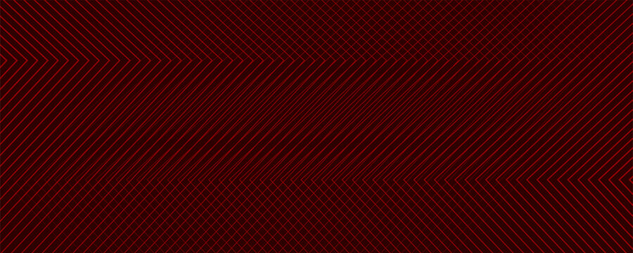 Red arrows background. Abstract triangle gradient wallpaper. Repeated arrow stripes backdrop for flyer, banner, poster, presentation. Thin to thick linear game or sport texture. Vector masculine bg