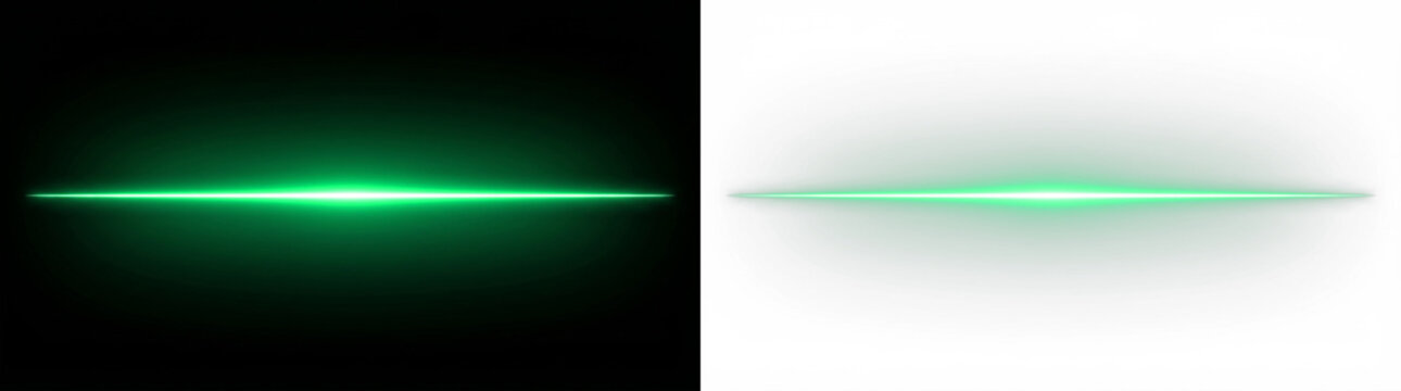 green laser beam with glowing light effect on black background