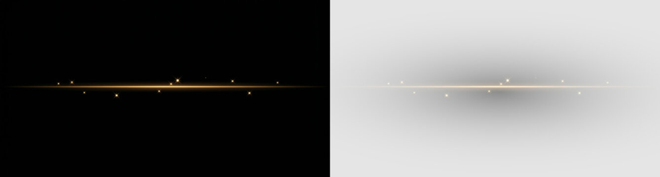 horizontal gold light streaks with sparkles on black background