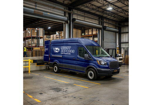 Cargo Van Mockup Template for Merchandise Display and Promotion