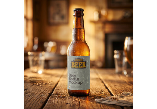 Beer Bottle Mockup Design for Creative Agency and Brand Portfolio