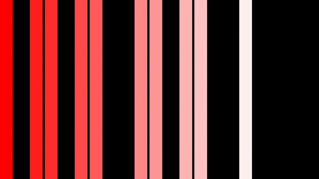 Abstract vertical stripes of red, pink, and white colors against a black background.