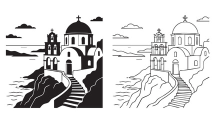 church architecture illustration with domes and stairs © Shamsul