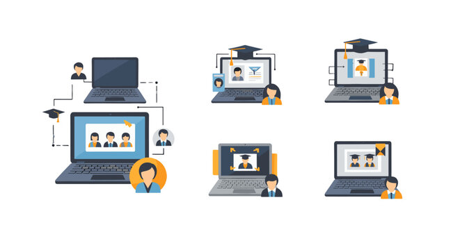 Laptop computer with a speech bubble icon isolated on white background