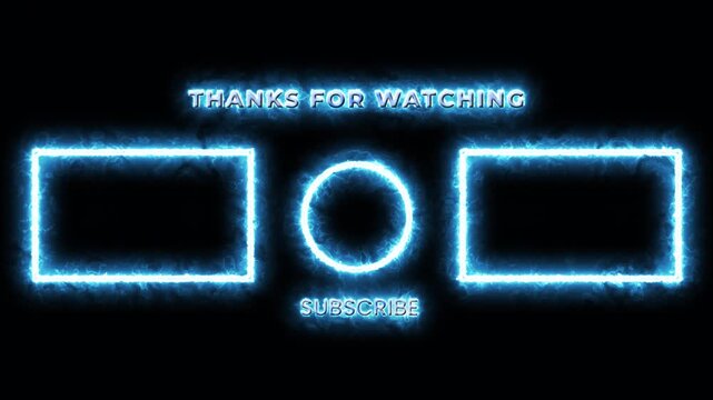 Thank You for Watching Outro Overlay with Glowing Blue Saber Effect and Subscribe Call-to-Action, 4K Transparent or Alpha Channel