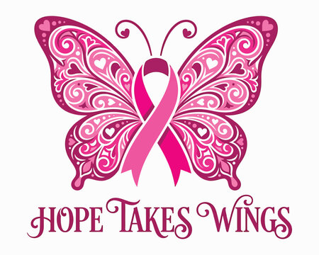 Breast cancer awareness halloween butterfly pink ribbon design for october campaigns and supportive graphics