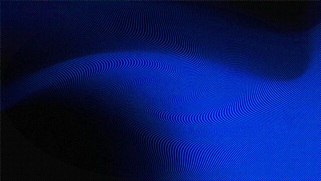 Abstract blue background with flowing dotted lines, digital wave pattern, technology concept, modern graphic design element, dark blue gradient texture