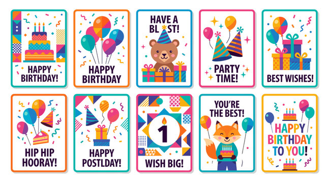 Birthday greeting cards set