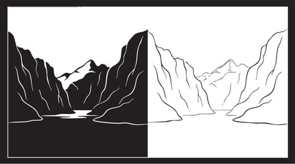 Fototapeta premium mountains with black and white contrast illustration