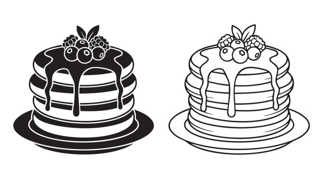 pancake stack with berries and cream drizzles icon