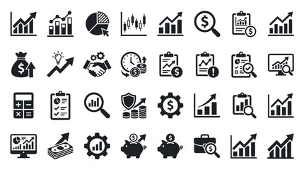 Fototapeta premium Business Finance Icons and Symbols.