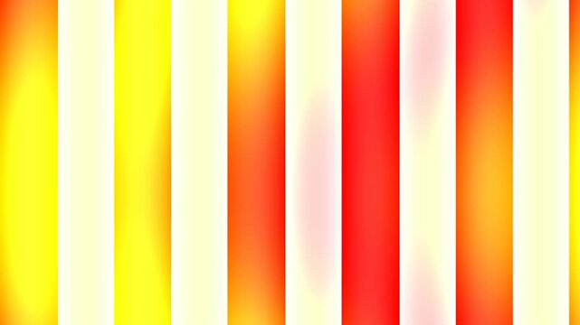 Vibrant vertical stripes of yellow, orange, and red create a warm, abstract background.