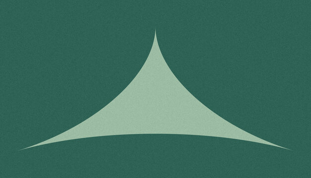 Aerial view of white triangular shade sail over turquoise water in minimalist outdoor setting