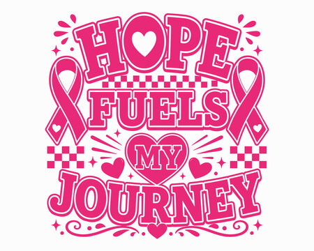 Breast cancer awareness halloween october pink 'hope fuels my journey' typography design for fundraising campaigns