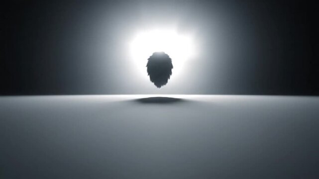 Floating Dark Object in Minimal Spotlight Scene