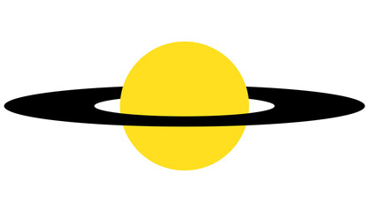 Minimalist Yellow Planet with Black Ring on White Background © Muhammad