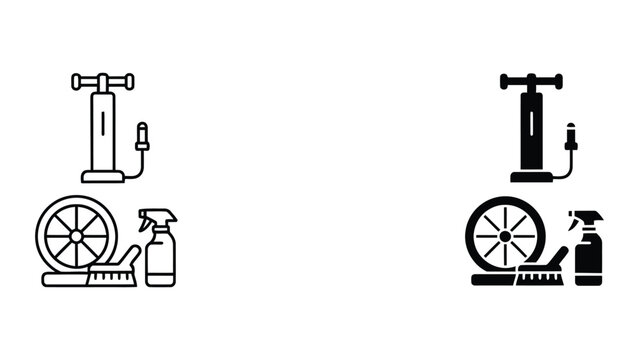 Vector illustration of car jack and wheel chocks lifting vehicle for maintenance