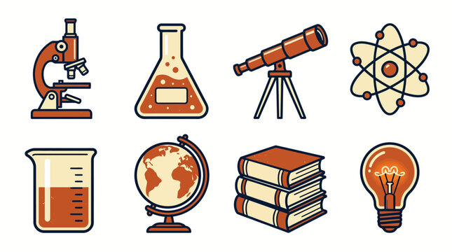 Science Research Vector Icon Set Elements