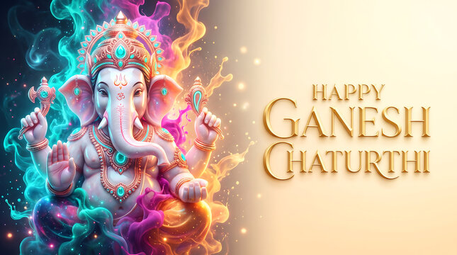 Happy Ganesh Chaturthi Creative Illustration of Lord Ganesha Traditional Hindu Festival Celebration Greeting Card Design