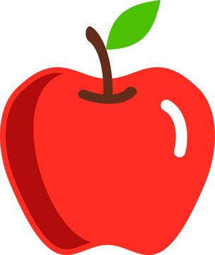 Red Apple Fruit Icon Isolated on Transparent Background Cute Flat Vector Illustration