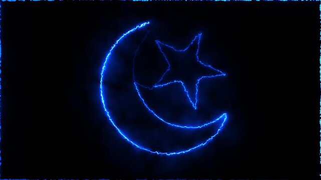 
Moon star continuous line 4K animation video with seamless celestial motion