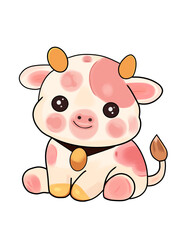Fototapeta premium Cute Baby Cow Cartoon Illustration 