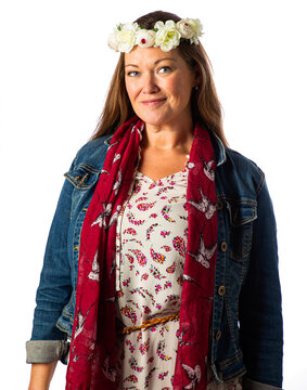 Forty something woman flower girl