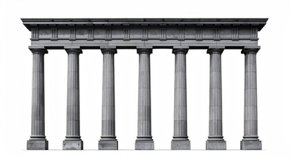 Fototapeta premium Row of eight classical stone columns supporting an ornate entablature