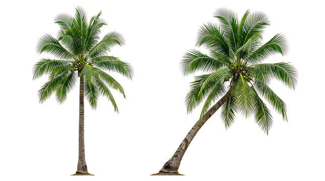 Two tall palm trees standing side by side