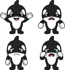 Fototapeta premium Cute Cartoon Mascot Character Expressing Emotions.