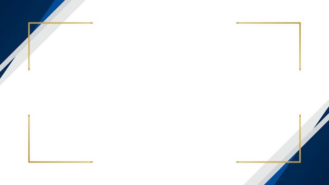 Navy blue and white corporate background with golden frame accents and central copy space for business presentations
