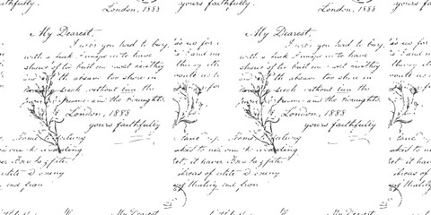Old vintage handwritten letter with cursive ink calligraphy text on aged paper texture for historic background © GraphixEra