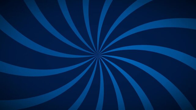 Dark blue spiral sunburst rays rotating in a seamless loop creating a hypnotic vintage background for motion graphics.