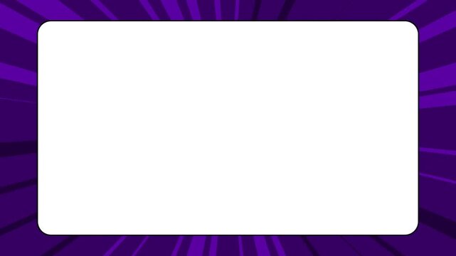 Purple comic style speed lines surrounding a white central frame for social media text placement and graphic design.