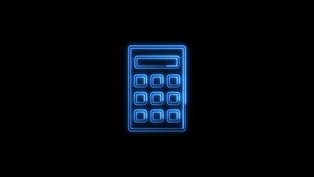 Glowing blue digital keypad on black background, neon outline