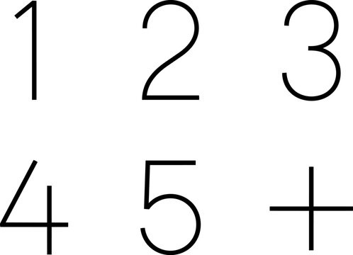 Number and Math Symbol Outline Vector Icons Set