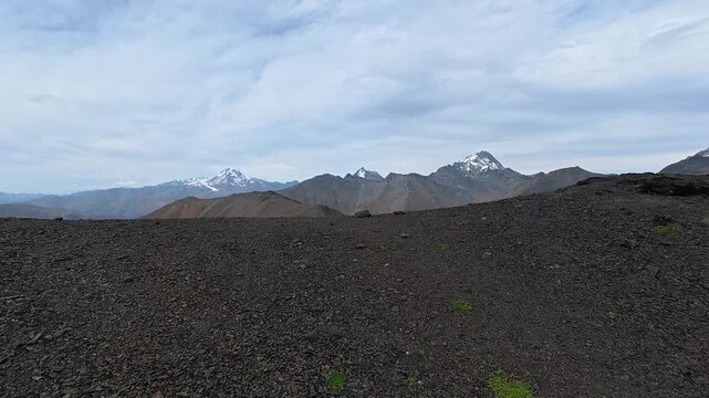 POV 4k video hiking on Chaukhi pass with panoramic mountain view