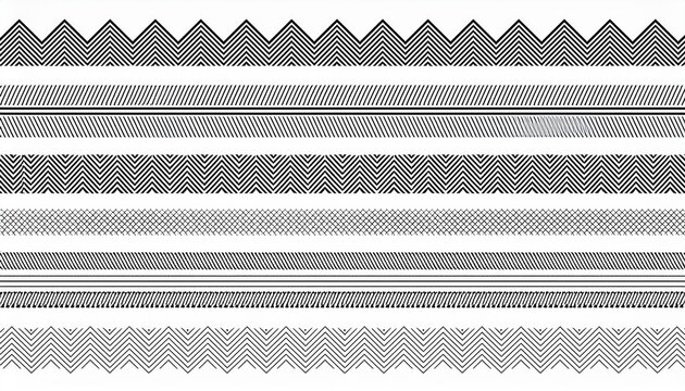 black dashed solid and zigzag border lines on white