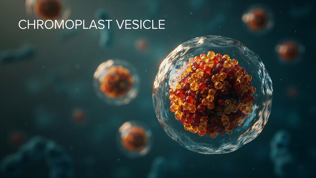 Chromoplast vesicle containing orange and yellow pigments in a cell  biological structure  scientific concept