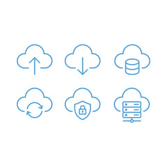 Obraz premium Cloud Computing Icons Set Data Storage Security Upload Download.