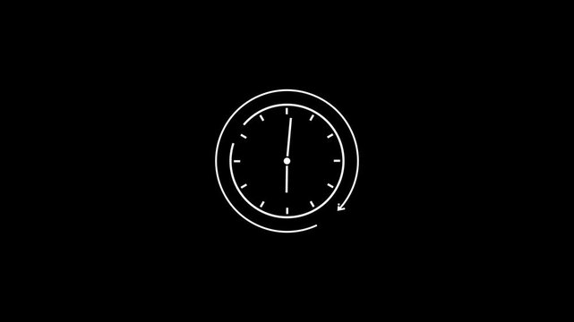 Liner clock isolated on transparent background. 4K stock video.