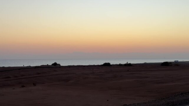 Desert Asphalt Highway Red Sea Coast Sunset Mountains Egypt