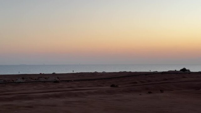 Vast Desert Coast Red Sea Sunset Horizon Landscape Egypt