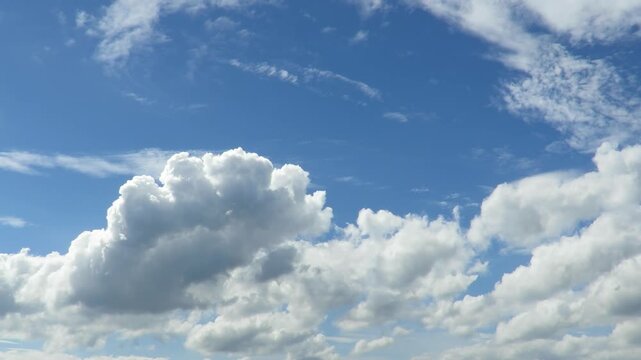 My peaceful sanctuary in the clouds, tranquil fluffy cumulus floating in the serene blue sky, part 00