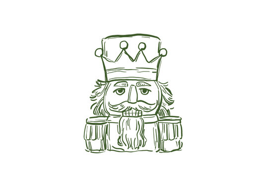 Green Outline Nutcracker Portrait Sketch Design