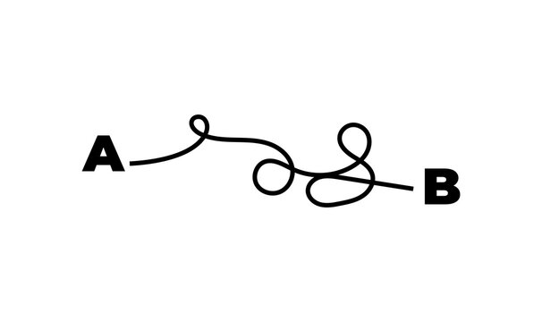 plan A vs plan B vs real life, complicated path, winding route 